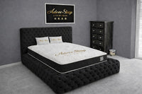 Naples Charcoal - Aurelia Ambassador Grande Luxury Button-Tufted Upholstered Bed Frame