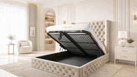 Naples Cream - Claridge Chesterfield Luxury Deep-Button Ottoman Storage Bed
