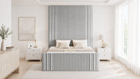 Naples Silver - Mayfair Grand Fluted Luxury Upholstered Bed Frame