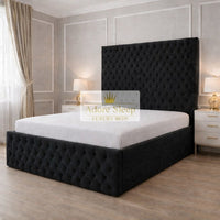 Naples Black - Sovereign Élan Luxury Upholstered Bed – Deep Button-Tufted Headboard & Padded Statement Frame