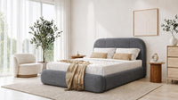 Naples Slate Grey - Ellington Curve Luxury Upholstered Ottoman Storage Bed