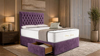 Naples Purple - Regency Chesterfield Luxe Divan Bed with Storage – Deep Buttoned Upholstered Bed Frame