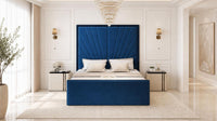 Plush Velvet Sapphire - Gatsby Sunray Luxury Art Deco Upholstered Bed Frame