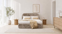 Crushed Velvet Mink - Ellington Curve Luxury Upholstered Ottoman Storage Bed