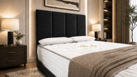 Naples Black - Kensington Grande Luxury Divan Bed – Premium Upholstered Bed Frame with Tall Vertical Panel Headboard
