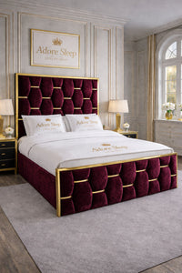 Crushed Velvet Aubergine - Versailles Royale Luxe Upholstered Bed Frame