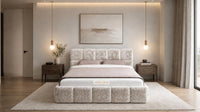 Crushed Velvet Champagne - Aurelius Cloud Luxury Upholstered Ottoman Storage Bed
