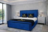 Naples Blue - Astoria Luxe Luxury Upholstered Bed Frame – Premium Panelled Headboard & Footboard
