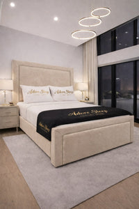 Naples Beige - Regent Grandeur Luxury Upholstered Bed Frame – Premium Deep Panelled Headboard