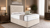 Naples Cream - Regency Chesterfield Luxe Divan Bed with Storage – Deep Buttoned Upholstered Bed Frame
