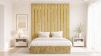 Crushed Velvet Gold - Alisha Gold Strip Grandline Luxury Floor-Standing Ottoman Storage Bed