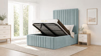 Plush Velvet Duck Egg - Knightsbridge Imperial Luxury Panelled Ottoman Storage Bed