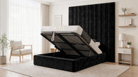 Crushed Velvet Black - Grosvenor Grand Channel Luxury Ottoman Storage Bed