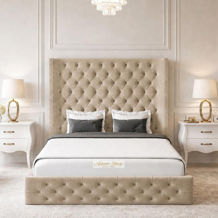 Naples Sand - Claridge Chesterfield Luxury Deep-Button Ottoman Storage Bed