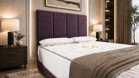 Naples Purple - Kensington Grande Luxury Divan Bed – Premium Upholstered Bed Frame with Tall Vertical Panel Headboard