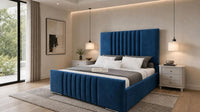 Naples Blue - Belgravia Luxury Ottoman Storage Bed – Premium Upholstered Gas Lift Bed Frame