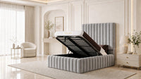 Plush Velvet Silver - Dorchester Wraparound Luxury Channelled Ottoman Storage Bed