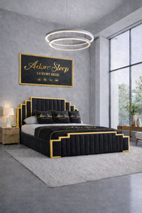 Naples Charcoal - Imperial Elan Luxury Art Deco Upholstered Bed Frame