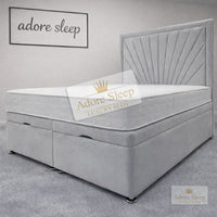 Plush Velvet Silver - Aurelia Regent Luxury Upholstered Ottoman Divan Bed Frame with Storage
