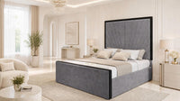 Naples Slate Grey - Gatsby Sunray Luxury Art Deco Upholstered Bed Frame