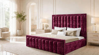 Crushed Velvet Aubergine - Buckingham Tailored Luxury Panelled Ottoman Storage Bed