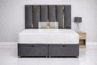 Plush Velvet Grey - Celestine Luxe Ottoman Divan Bed Frame – Luxury Panelled Upholstered Bed