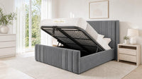 Plush Velvet Steel - Savoy Ribbed Luxury Ottoman Storage Bed