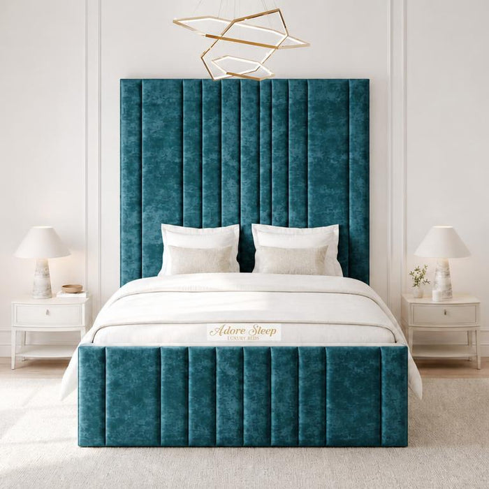 Crushed Velvet Teal - Knightsbridge Imperial Luxury Panelled Ottoman Storage Bed