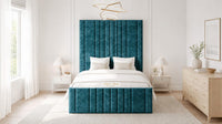 Crushed Velvet Teal - Knightsbridge Imperial Luxury Panelled Ottoman Storage Bed
