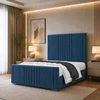 Naples Blue - Langham Luxury Centre Channel Bed – Premium Upholstered Bed Frame with Statement Headboard & Footboard