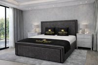 Naples Slate Grey - Astoria Luxe Luxury Upholstered Bed Frame – Premium Panelled Headboard & Footboard