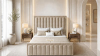 Naples Sand - Buckingham Tailored Luxury Panelled Ottoman Storage Bed