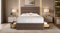 Naples Mink - Monaco Luxe Luxury Divan Bed – Premium Upholstered Panelled Headboard with Storage
