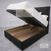 Naples Charcoal - Aurelia Regent Luxury Upholstered Ottoman Divan Bed Frame with Storage