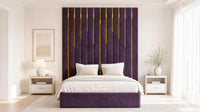 Naples Purple - Alisha Gold Strip Grandline Luxury Floor-Standing Ottoman Storage Bed