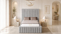Plush Velvet Steel - Dorchester Wraparound Luxury Channelled Ottoman Storage Bed