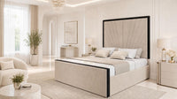 Naples Beige - Gatsby Sunray Luxury Art Deco Upholstered Bed Frame