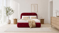 Crushed Velvet Red - Ellington Curve Luxury Upholstered Ottoman Storage Bed