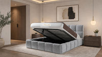 Plush Velvet Silver - Aurelius Cloud Luxury Upholstered Ottoman Storage Bed