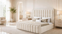 Naples Cream - Buckingham Tailored Luxury Panelled Ottoman Storage Bed
