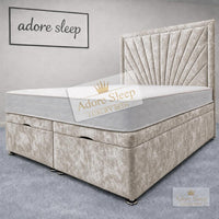 Crushed Velvet Champagne - Aurelia Regent Luxury Upholstered Ottoman Divan Bed Frame with Storage