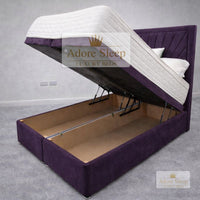 Naples Purple - Aurelia Regent Luxury Upholstered Ottoman Divan Bed Frame with Storage