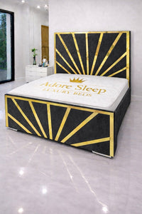 Naples Charcoal - Solaris Radiance Luxury Geometric Upholstered Bed Frame