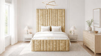 Crushed Velvet Gold - Knightsbridge Imperial Luxury Panelled Ottoman Storage Bed