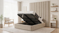 Naples Beige - Grosvenor Grand Channel Luxury Ottoman Storage Bed