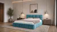 Crushed Velvet Teal - Aurelius Cloud Luxury Upholstered Ottoman Storage Bed