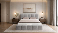 Plush Velvet Silver - Aurelius Cloud Luxury Upholstered Ottoman Storage Bed