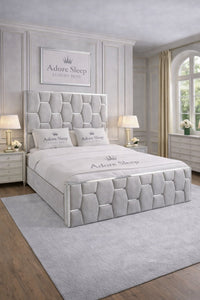 Naples Silver - Hexa Monarch Luxury Silver Strip Panel Bed Frame