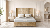 Crushed Velvet Gold - Harrogate Gallery Luxury Winged Upholstered Bed Frame