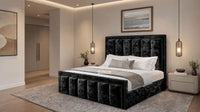 Crushed Velvet Black - Belgravia Regent Luxury Panelled Ottoman Storage Bed